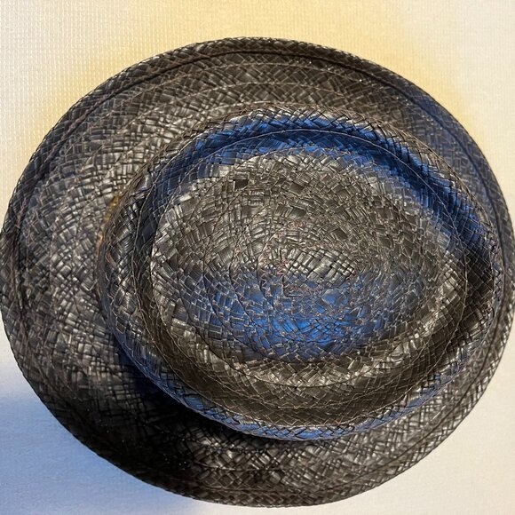 VINTAGE WORMSER MACORA STRAW HAT, 7 1/4 Brown, Rolled Brim, Floral Band New York - Picture 10 of 13